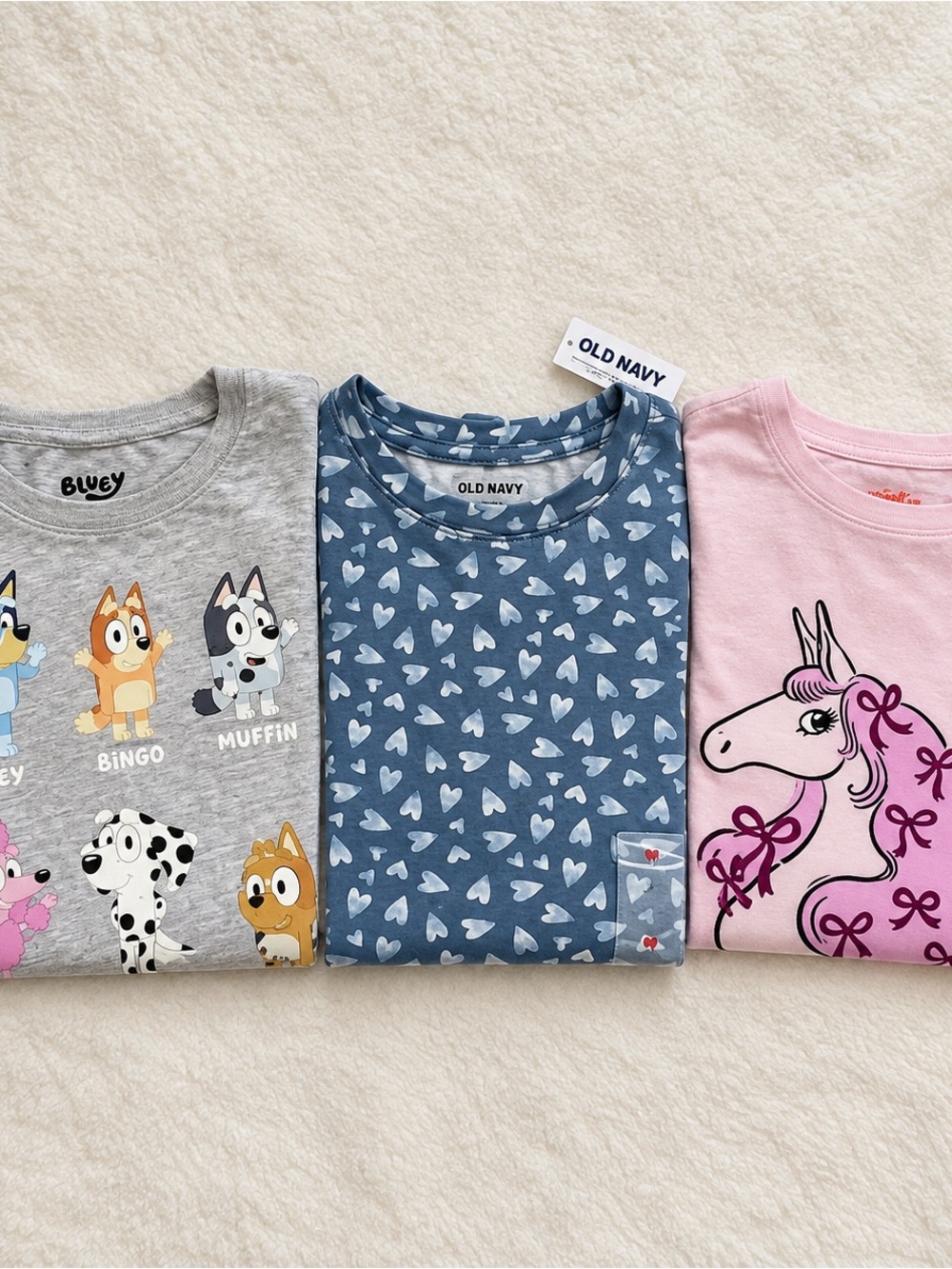 Girls’ Size 7/8–8 Long Sleeve Shirt Bundle | Bluey, Cat & Jack, Old Navy